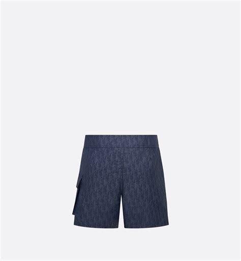 Dior Oblique Swim Shorts Deep Blue Technical Canvas 